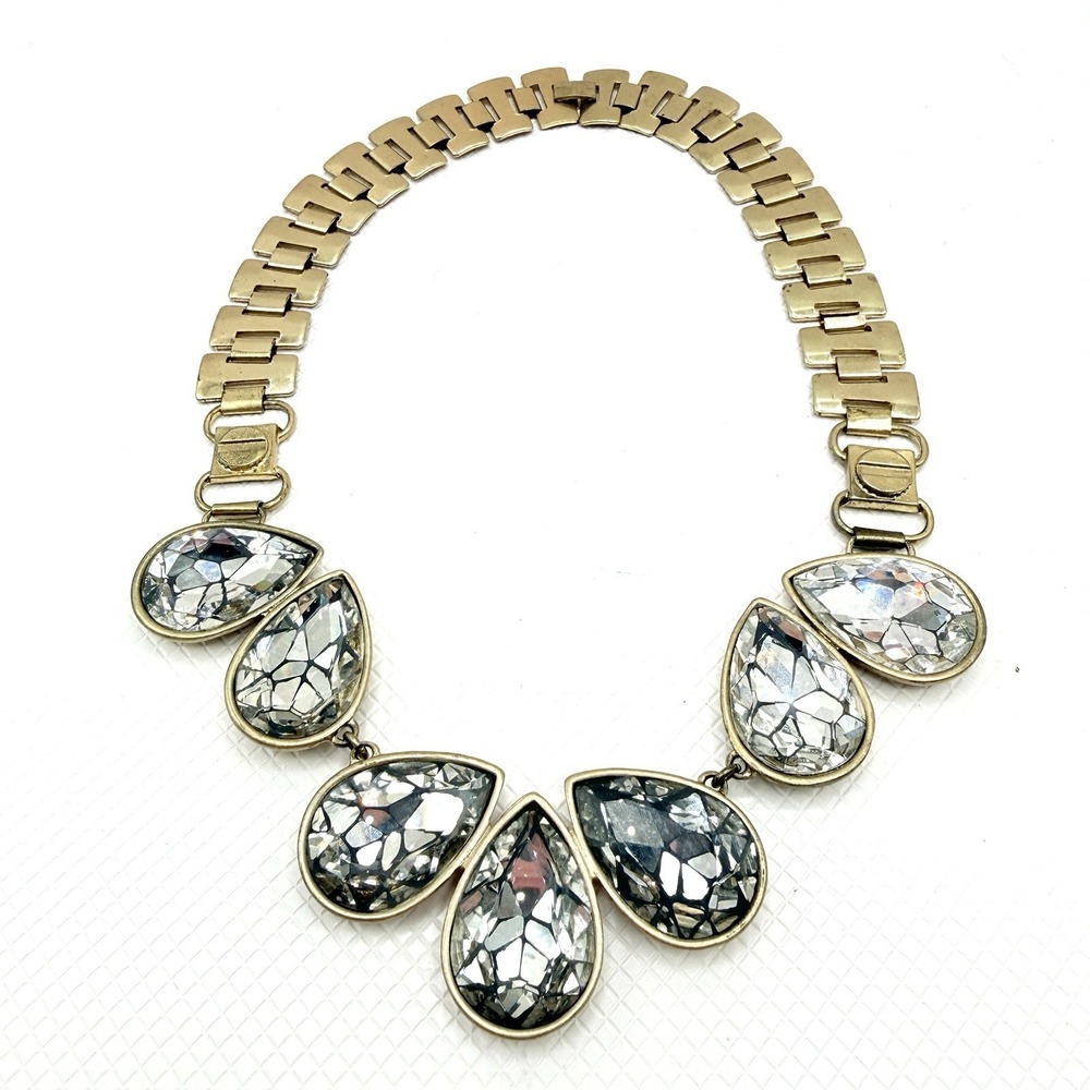 Kenneth Cole New York Gold-Tone Crackle‎ Teardrop Collar Necklace